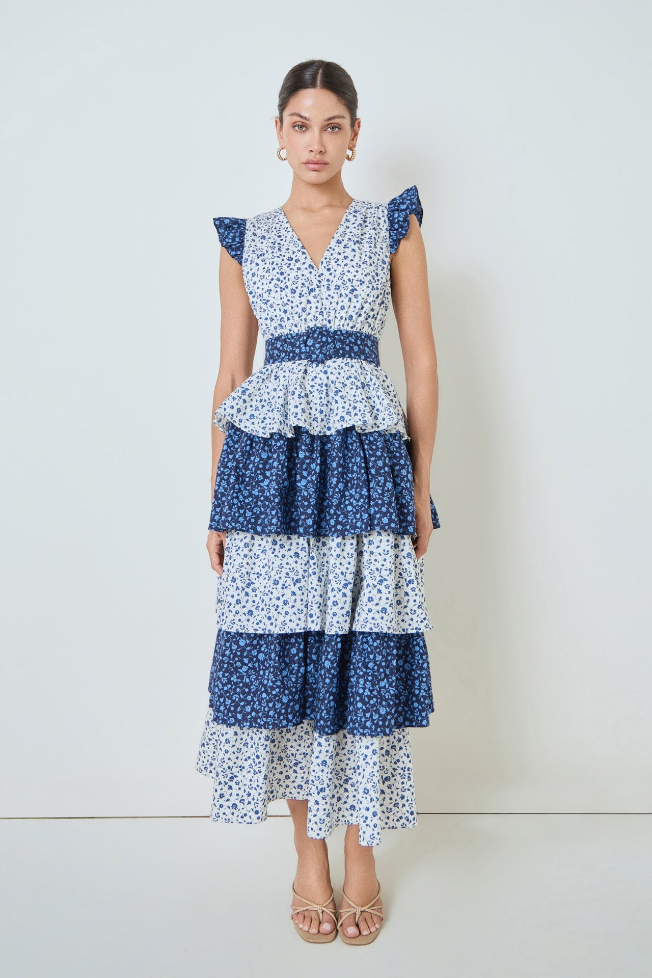 MARSY - Mixed Floral Tiered Maxi Dress - DRESSES available at Objectrare