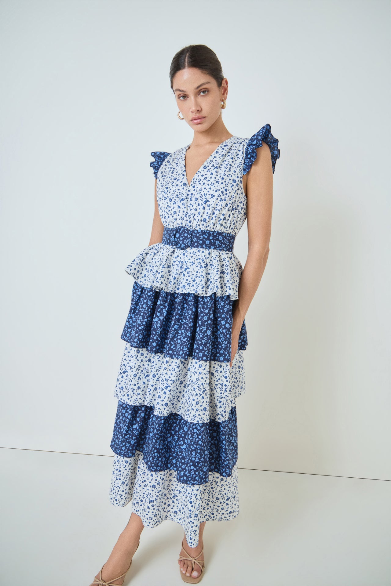 MARSY - Mixed Floral Tiered Maxi Dress - DRESSES available at Objectrare