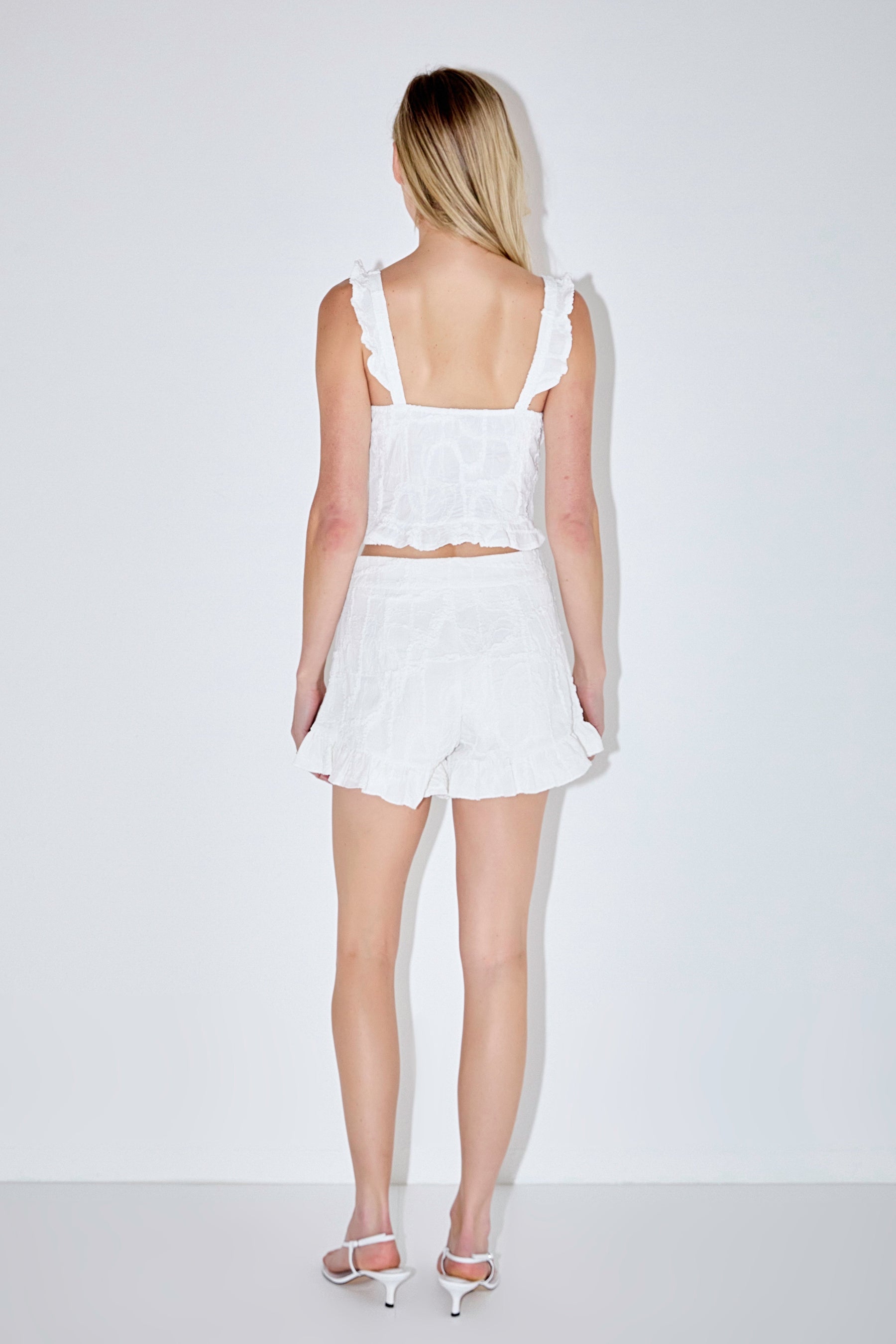 MARSY - Hight Waist Ruffle Trim Shorts - SHORTS available at Objectrare