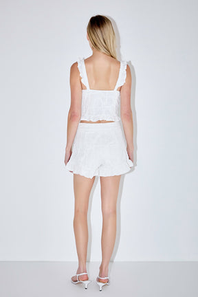 MARSY - Hight Waist Ruffle Trim Shorts - SHORTS available at Objectrare