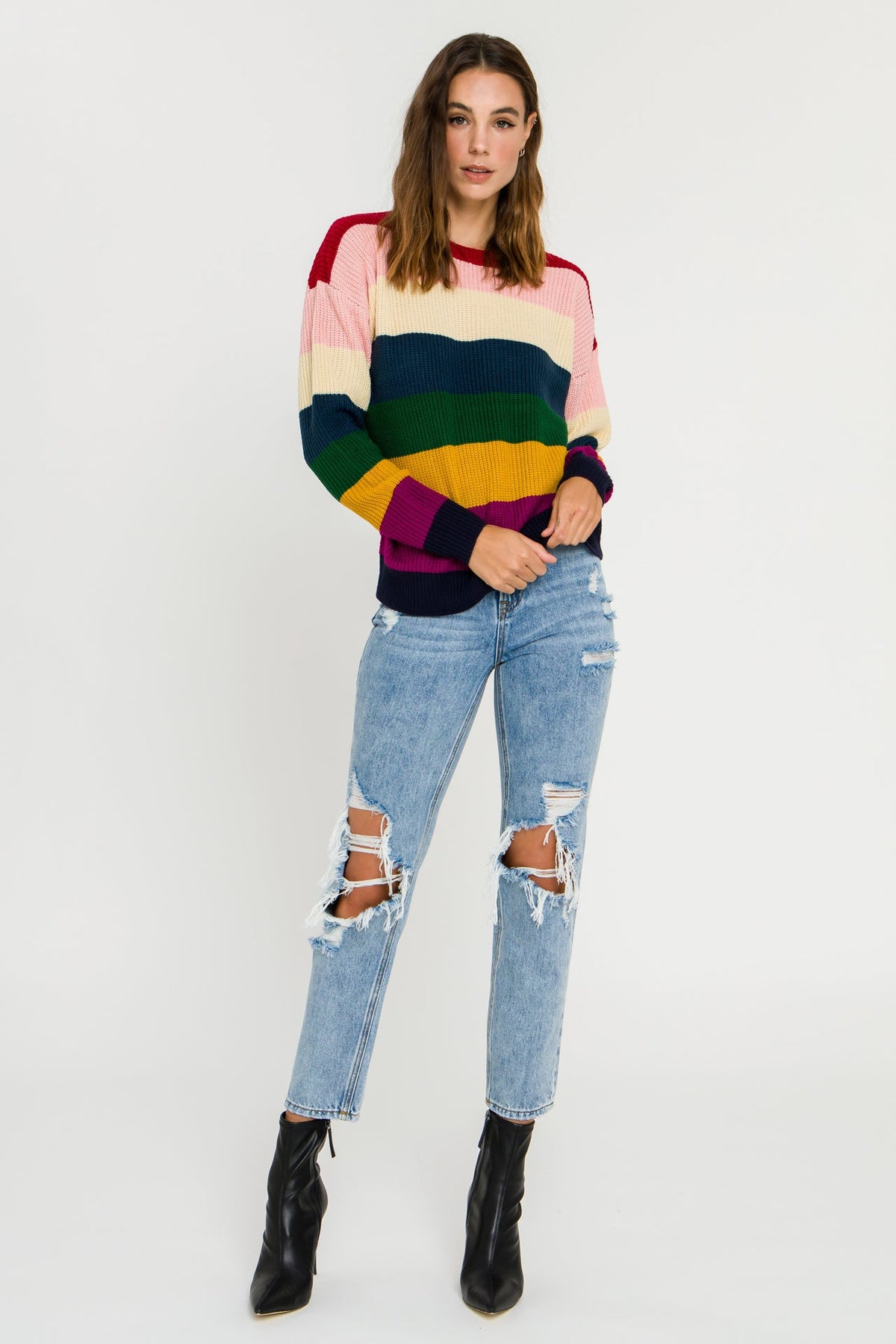 ENGLISH FACTORY - Multi-Colored Stripe Sweater - SWEATERS & KNITS available at Objectrare