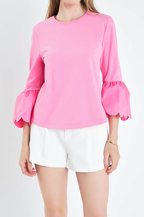 Scallop Bell Sleeve T-Shirt