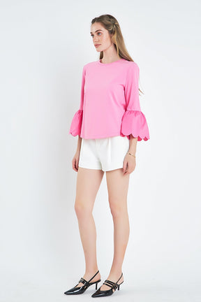 Scallop Bell Sleeve T-Shirt