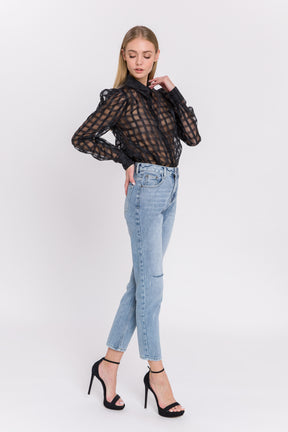 ENGLISH FACTORY - Plaid See Through Shirt - TOPS available at Objectrare