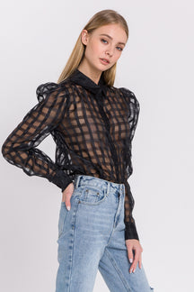 ENGLISH FACTORY - Plaid See Through Shirt - TOPS available at Objectrare
