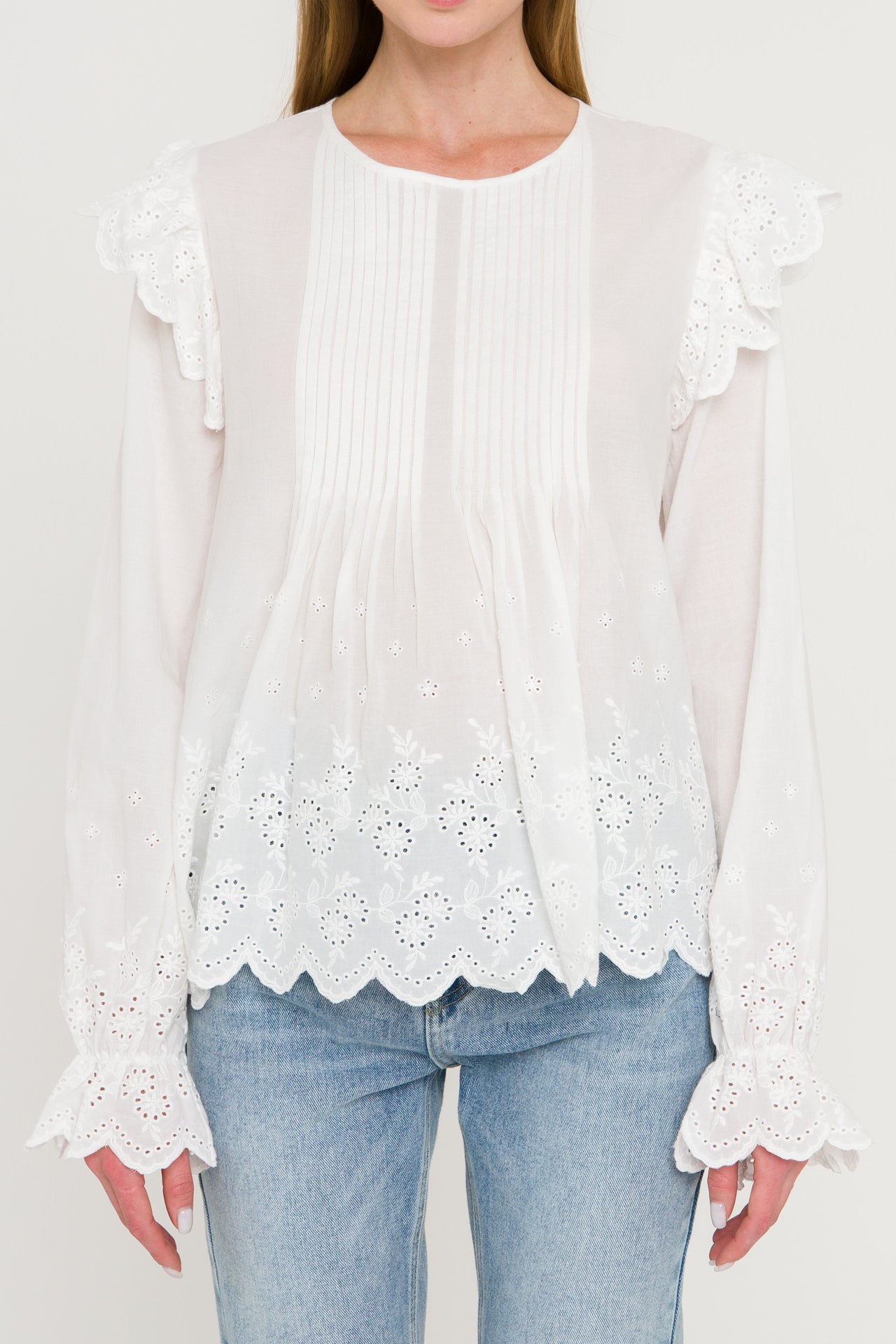 ENGLISH FACTORY - English Factory - Eyelet Pintuck Blouse - SHIRTS & BLOUSES available at Objectrare