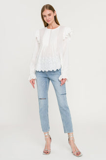 ENGLISH FACTORY - Eyelet Pintuck Blouse - BLOUSES available at Objectrare