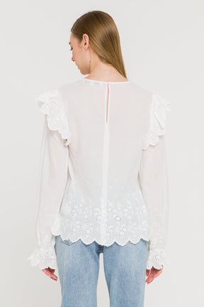 ENGLISH FACTORY - English Factory - Eyelet Pintuck Blouse - SHIRTS & BLOUSES available at Objectrare