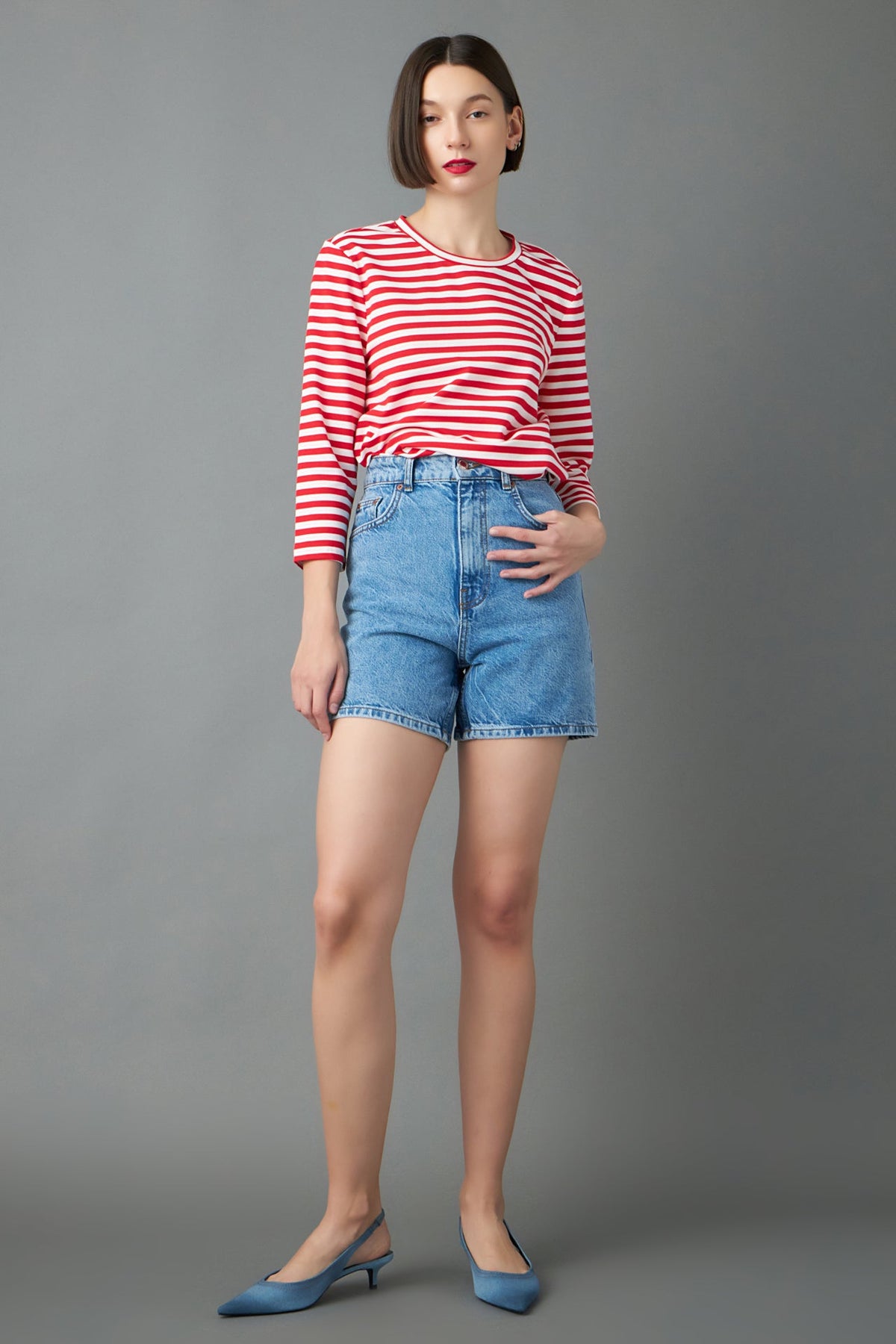 ENGLISH FACTORY - Eyelet Combo Striped Top - T-SHIRTS available at Objectrare