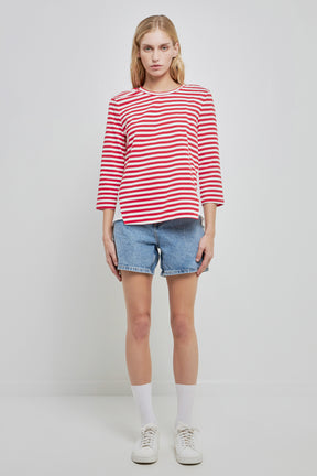 ENGLISH FACTORY - Eyelet Combo Striped Top - TOPS available at Objectrare