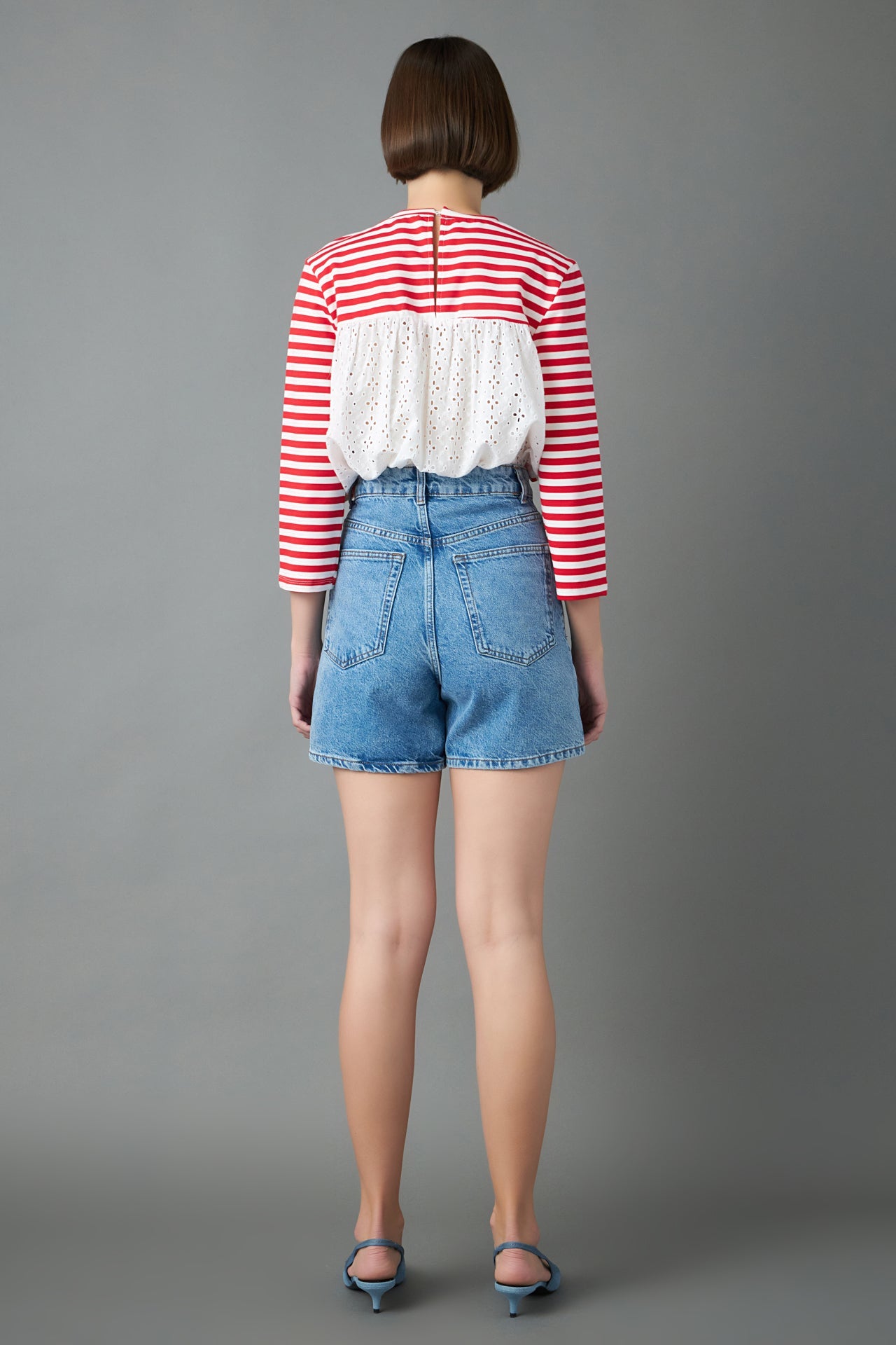 ENGLISH FACTORY - English Factory - Eyelet Combo Striped Top - T-SHIRTS available at Objectrare