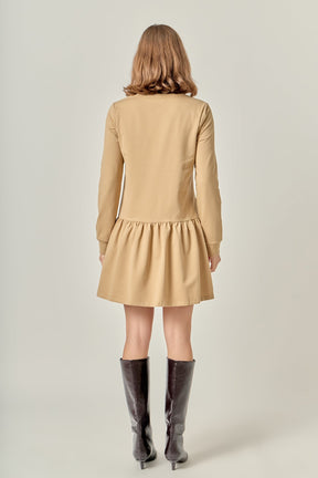 ENGLISH FACTORY - Knit Unbalanced Seam Dress - Tan - DRESSES available at Objectrare