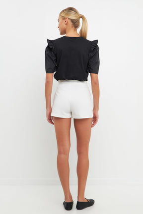 English Factory - Mini Ruffle Puff Sleeve T-Shirt