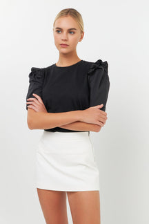 Mini Ruffle Puff Sleeve T-Shirt