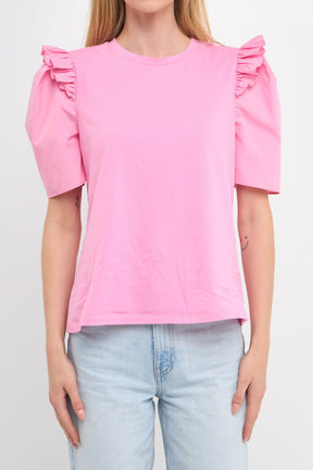 English Factory - Mini Ruffle Puff Sleeve T-Shirt