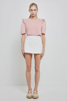 ENGLISH FACTORY - Mini Ruffle Puff Sleeve T-Shirt - T-SHIRTS available at Objectrare