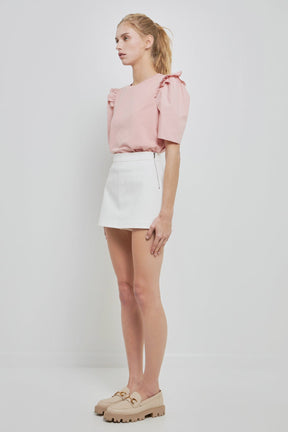 ENGLISH FACTORY - Mini Ruffle Puff Sleeve T-Shirt - T-SHIRTS available at Objectrare