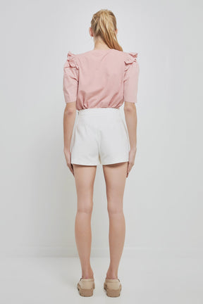 ENGLISH FACTORY - Mini Ruffle Puff Sleeve T-Shirt - T-SHIRTS available at Objectrare