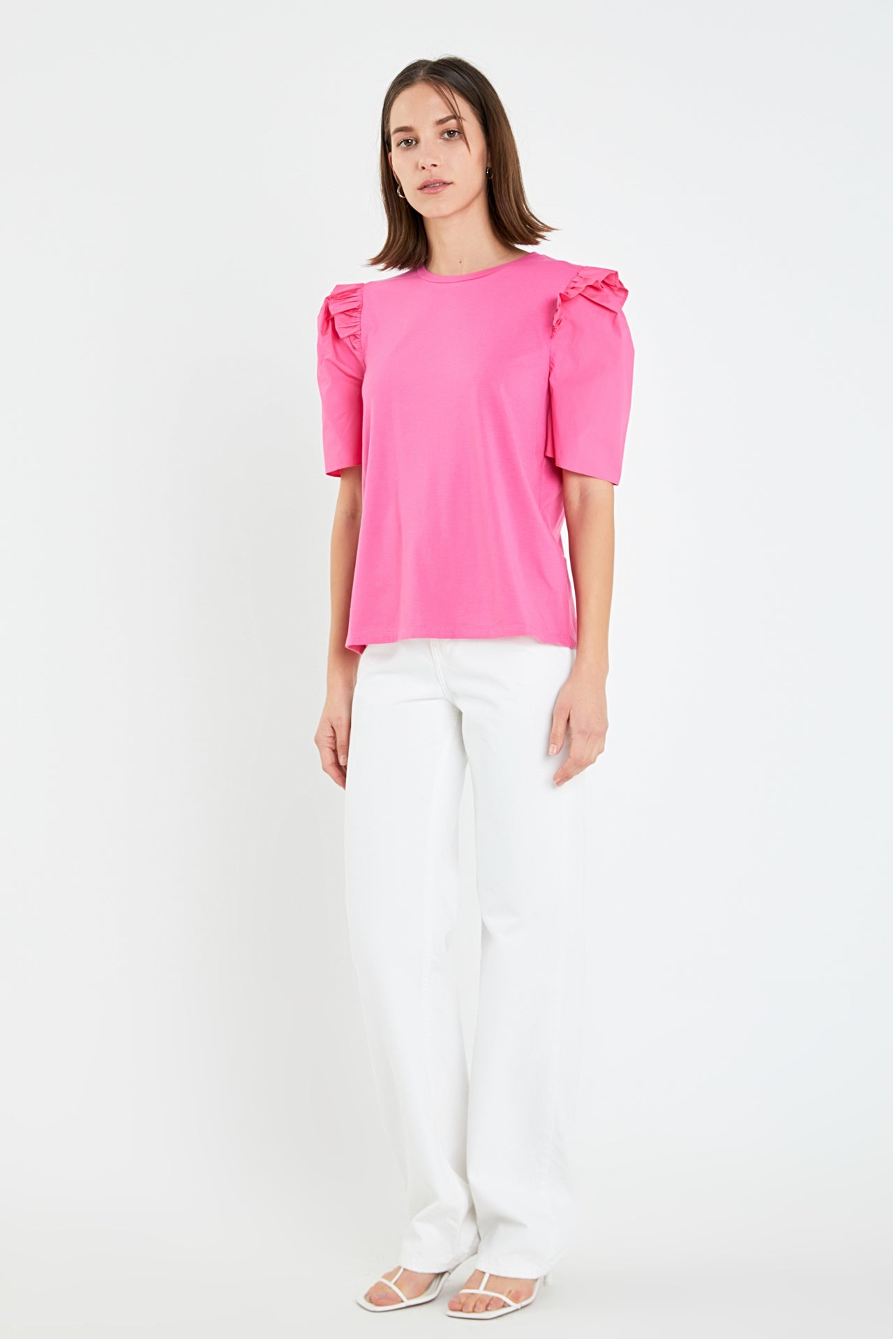ENGLISH FACTORY - Mini Ruffle Puff Sleeve T-Shirt - T-SHIRTS available at Objectrare