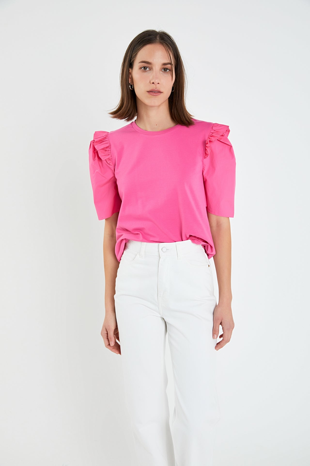 English Factory - Mini Ruffle Puff Sleeve T-Shirt