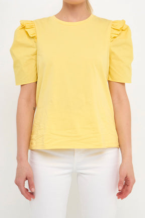 English Factory - Mini Ruffle Puff Sleeve T-Shirt