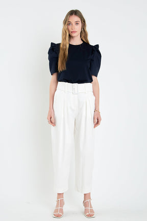 ENGLISH FACTORY - Mini Ruffle Puff Sleeve T-Shirt - T-SHIRTS available at Objectrare