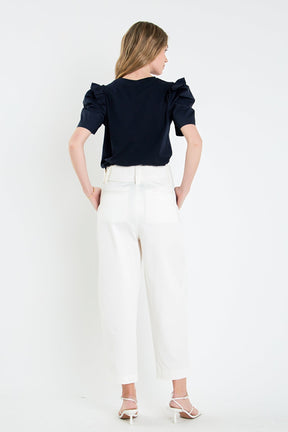 ENGLISH FACTORY - Mini Ruffle Puff Sleeve T-Shirt - T-SHIRTS available at Objectrare