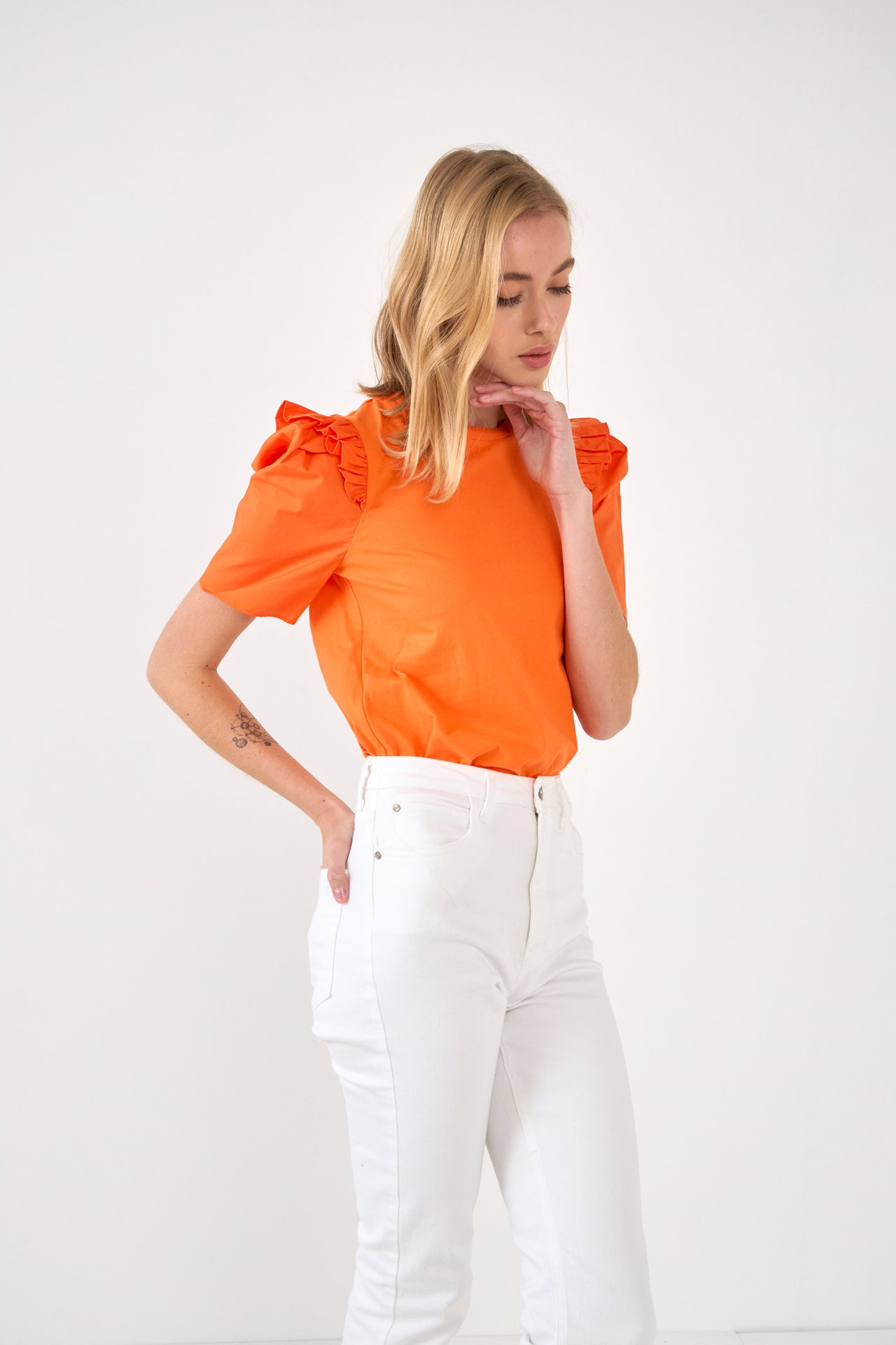 English Factory - Mini Ruffle Puff Sleeve T-Shirt