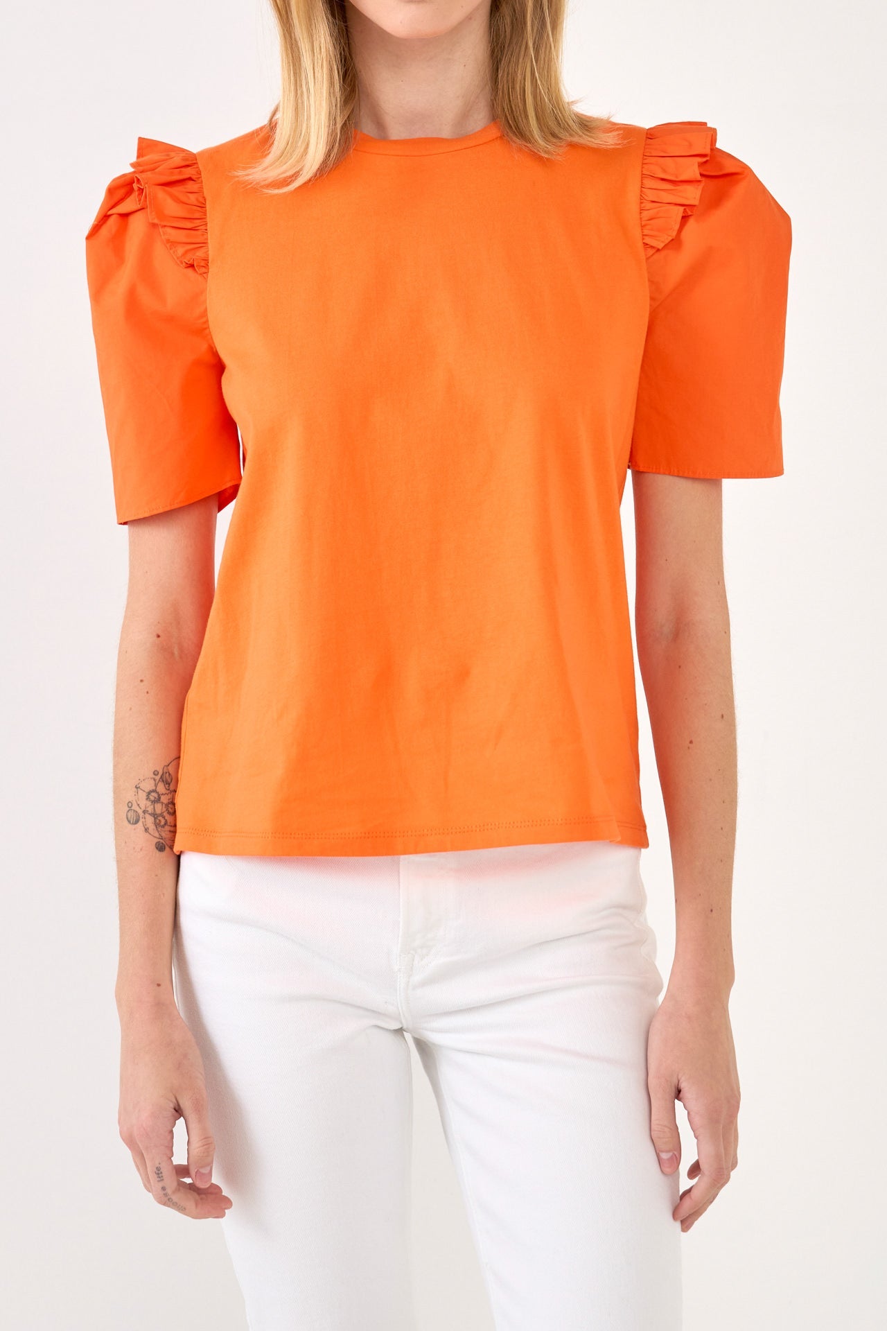 English Factory - Mini Ruffle Puff Sleeve T-Shirt