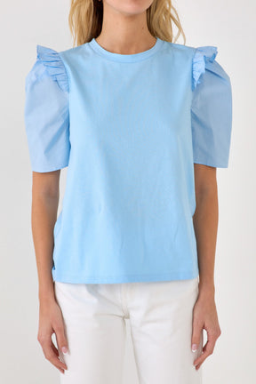 English Factory - Mini Ruffle Puff Sleeve T-Shirt