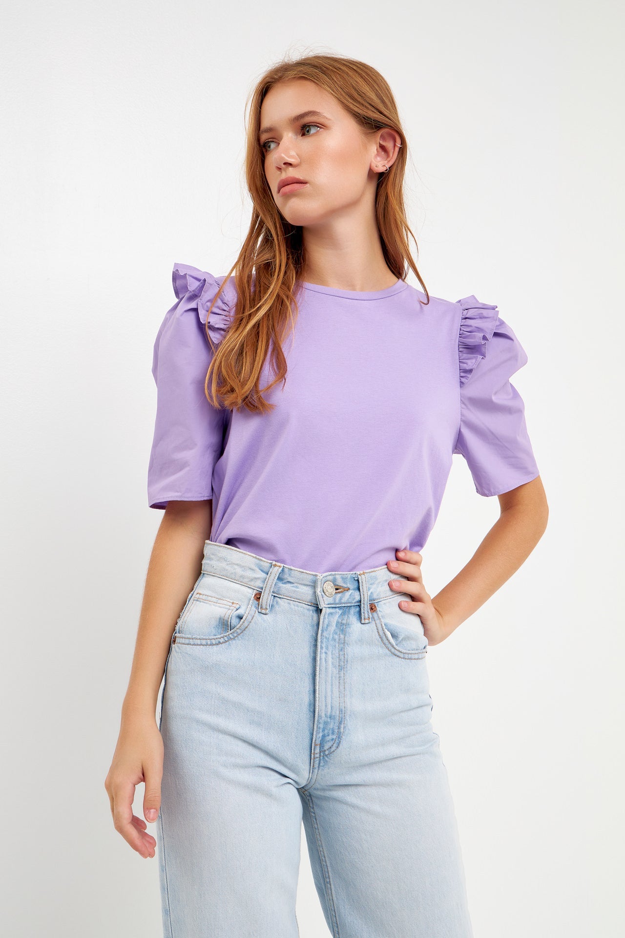 English Factory - Mini Ruffle Puff Sleeve T-Shirt