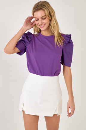 English Factory - Mini Ruffle Puff Sleeve T-Shirt