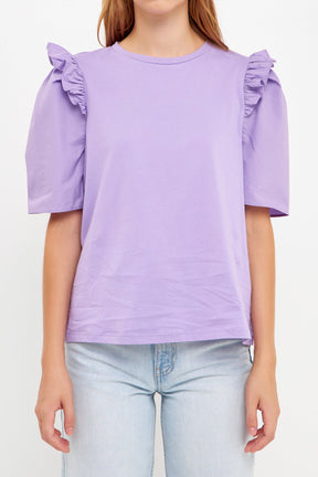 English Factory - Mini Ruffle Puff Sleeve T-Shirt