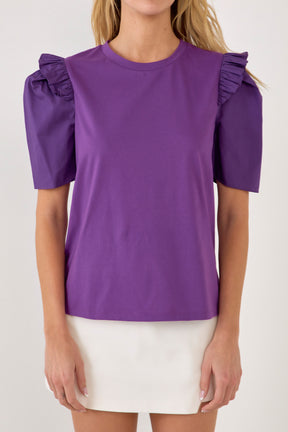 English Factory - Mini Ruffle Puff Sleeve T-Shirt