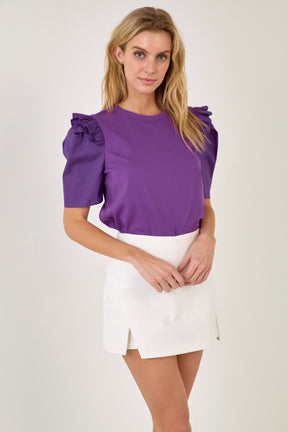 English Factory - Mini Ruffle Puff Sleeve T-Shirt