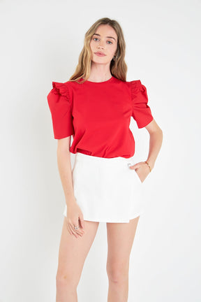 English Factory - Mini Ruffle Puff Sleeve T-Shirt