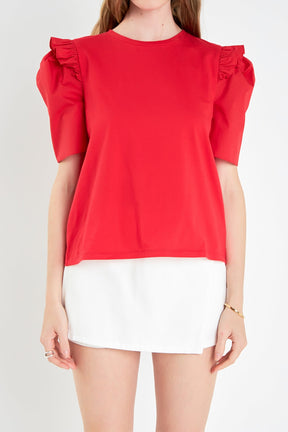 English Factory - Mini Ruffle Puff Sleeve T-Shirt