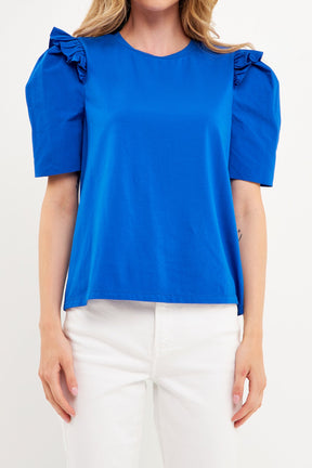 English Factory - Mini Ruffle Puff Sleeve T-Shirt