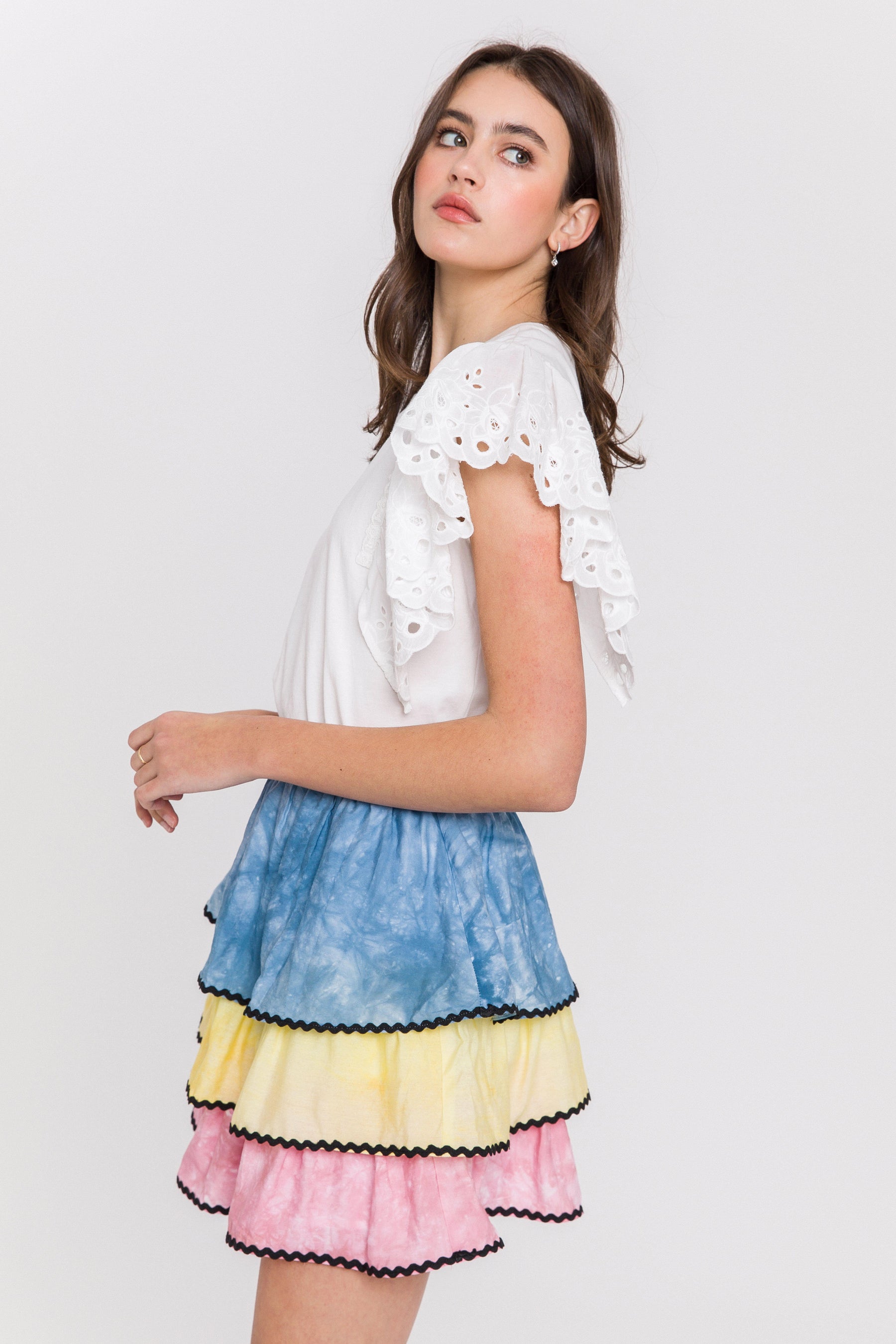 FREE THE ROSES - Free The Roses - Tie-Dye Color Block Mini Skirt - SKIRTS available at Objectrare