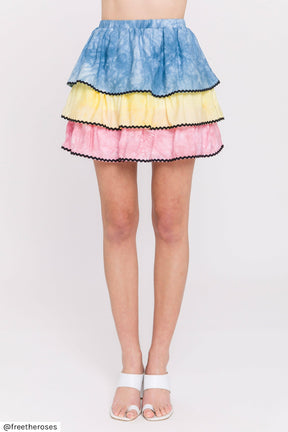 FREE THE ROSES - Free The Roses - Tie-Dye Color Block Mini Skirt - SKIRTS available at Objectrare