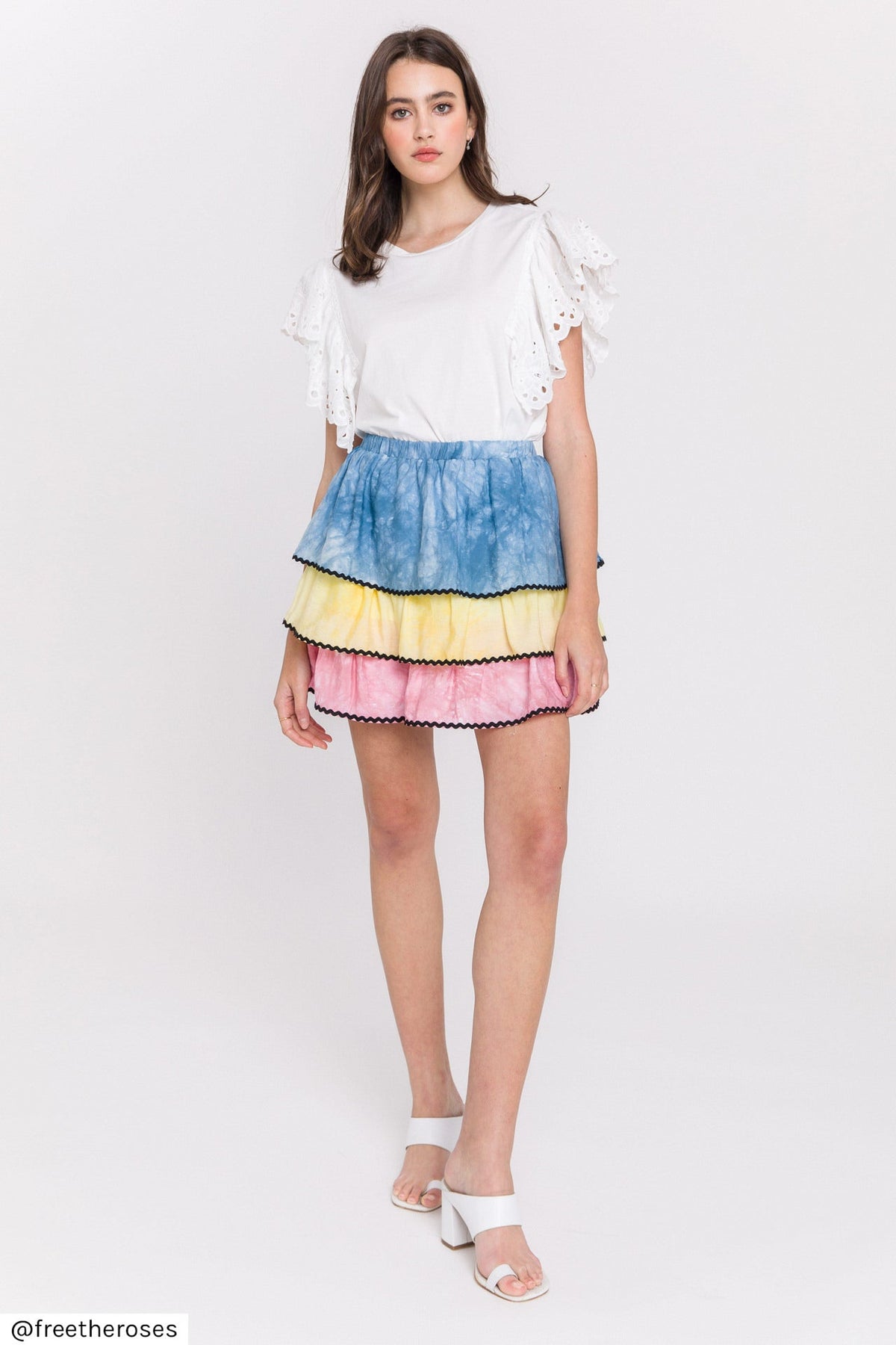 FREE THE ROSES - Free The Roses - Tie-Dye Color Block Mini Skirt - SKIRTS available at Objectrare