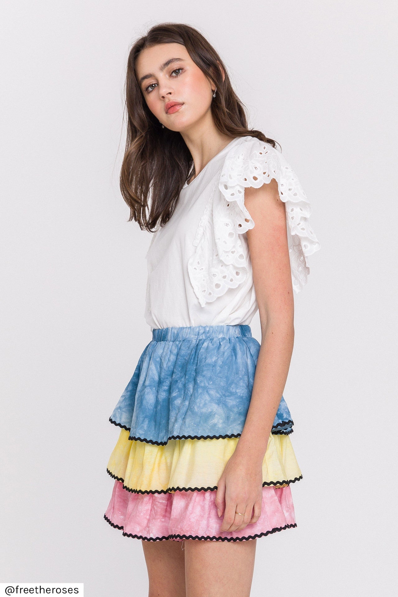 FREE THE ROSES - Free The Roses - Tie-Dye Color Block Mini Skirt - SKIRTS available at Objectrare