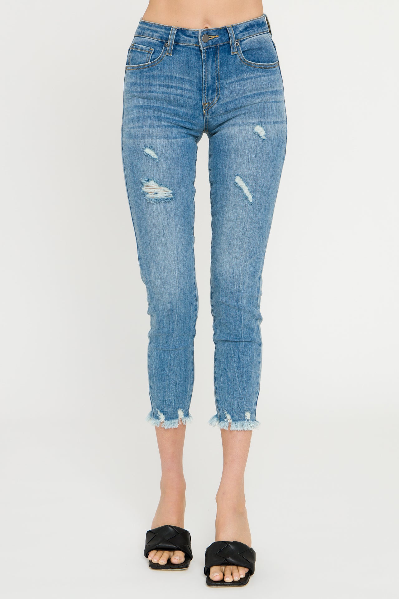 ENGLISH FACTORY - Frayed Hem Skinny Jeans - JEANS available at Objectrare