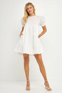 ENGLISH FACTORY - English Factory - Puff Sleeve Babydoll Dress - DRESSES available at Objectrare