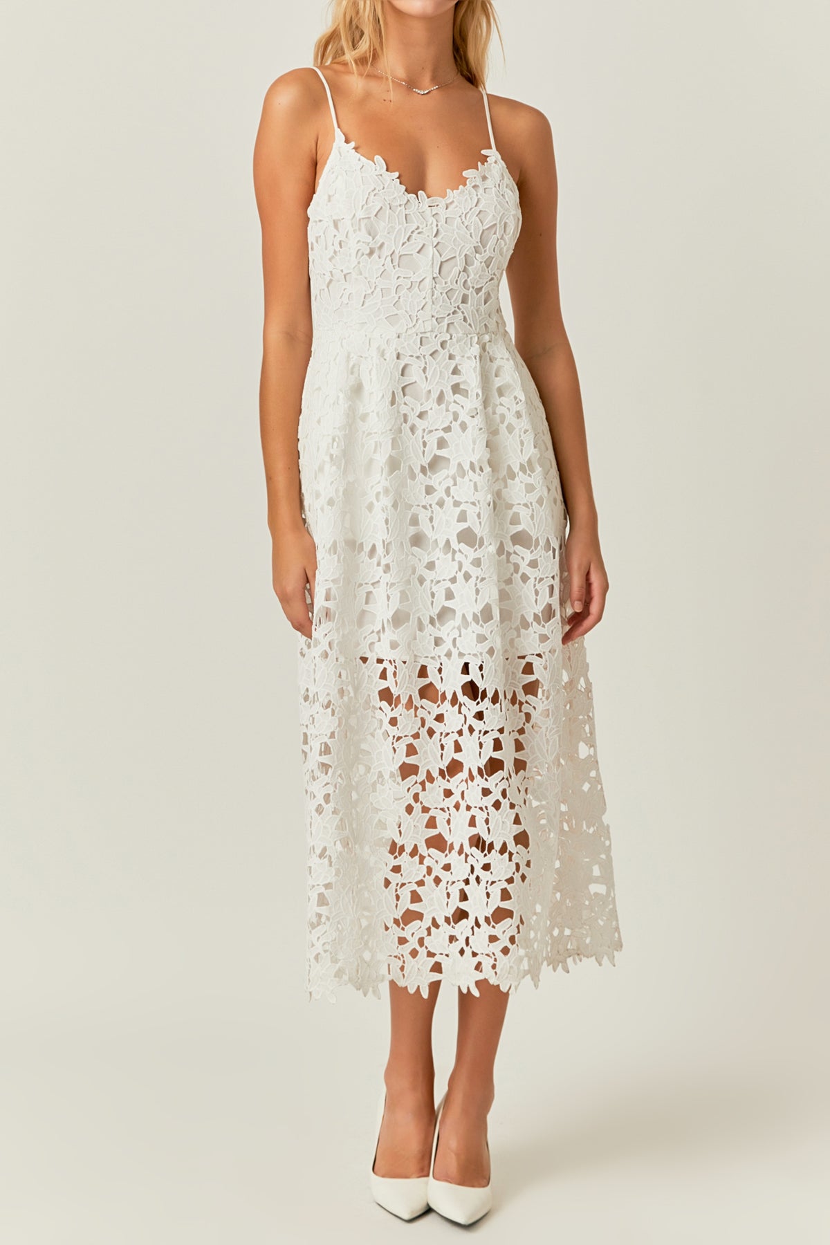 ENDLESS ROSE - Lace Cami Midi Dress - DRESSES available at Objectrare