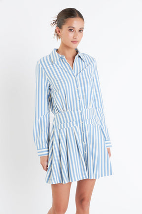 ENGLISH FACTORY - Stripe Collar Mini Dress - DRESSES available at Objectrare