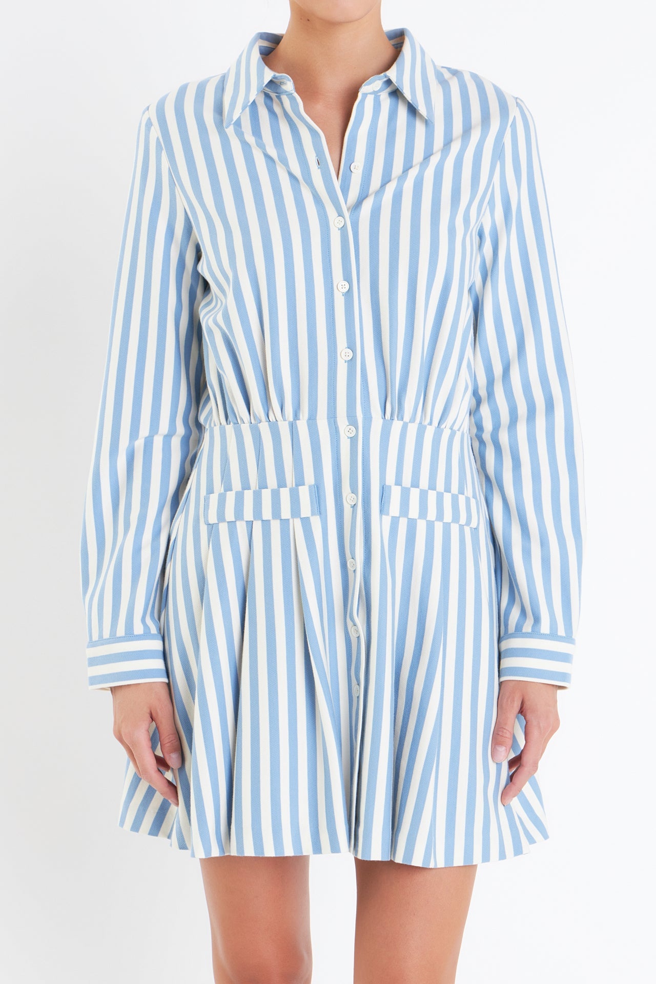 ENGLISH FACTORY - Stripe Collar Mini Dress - DRESSES available at Objectrare