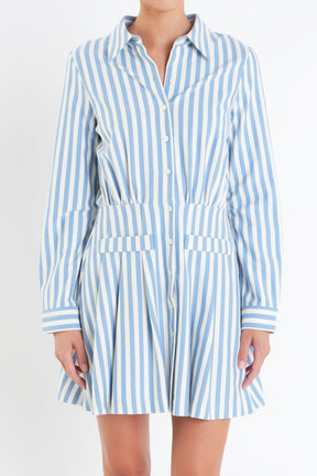 ENGLISH FACTORY - Stripe Collar Mini Dress - DRESSES available at Objectrare