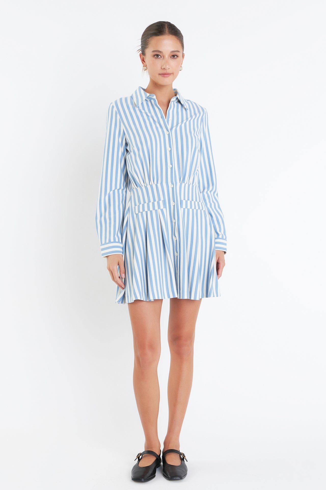 ENGLISH FACTORY - Stripe Collar Mini Dress - DRESSES available at Objectrare