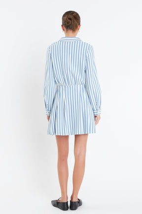 ENGLISH FACTORY - Stripe Collar Mini Dress - DRESSES available at Objectrare